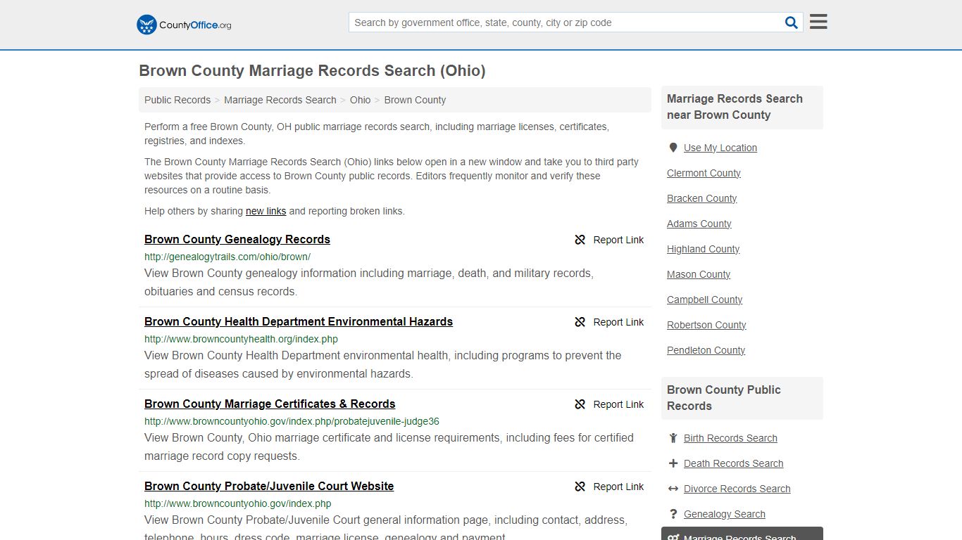 Marriage Records Search - Brown County, OH (Marriage Licenses ...