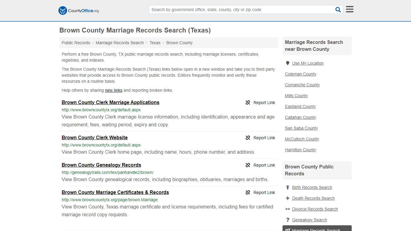 Marriage Records Search - Brown County, TX (Marriage Licenses ...