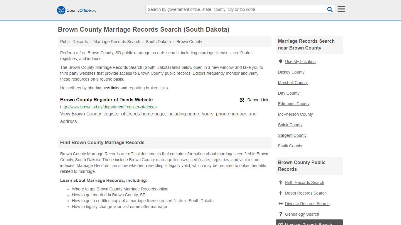 Marriage Records Search - Brown County, SD (Marriage Licenses ...
